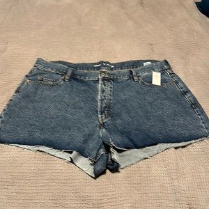 Old Navy Jean Shorts, Size 20, Higher High-Rise, Sky-Hi A-Line, Raw Hem, NWT
